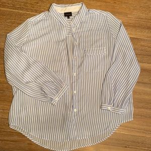 Blue striped long sleeve blouse